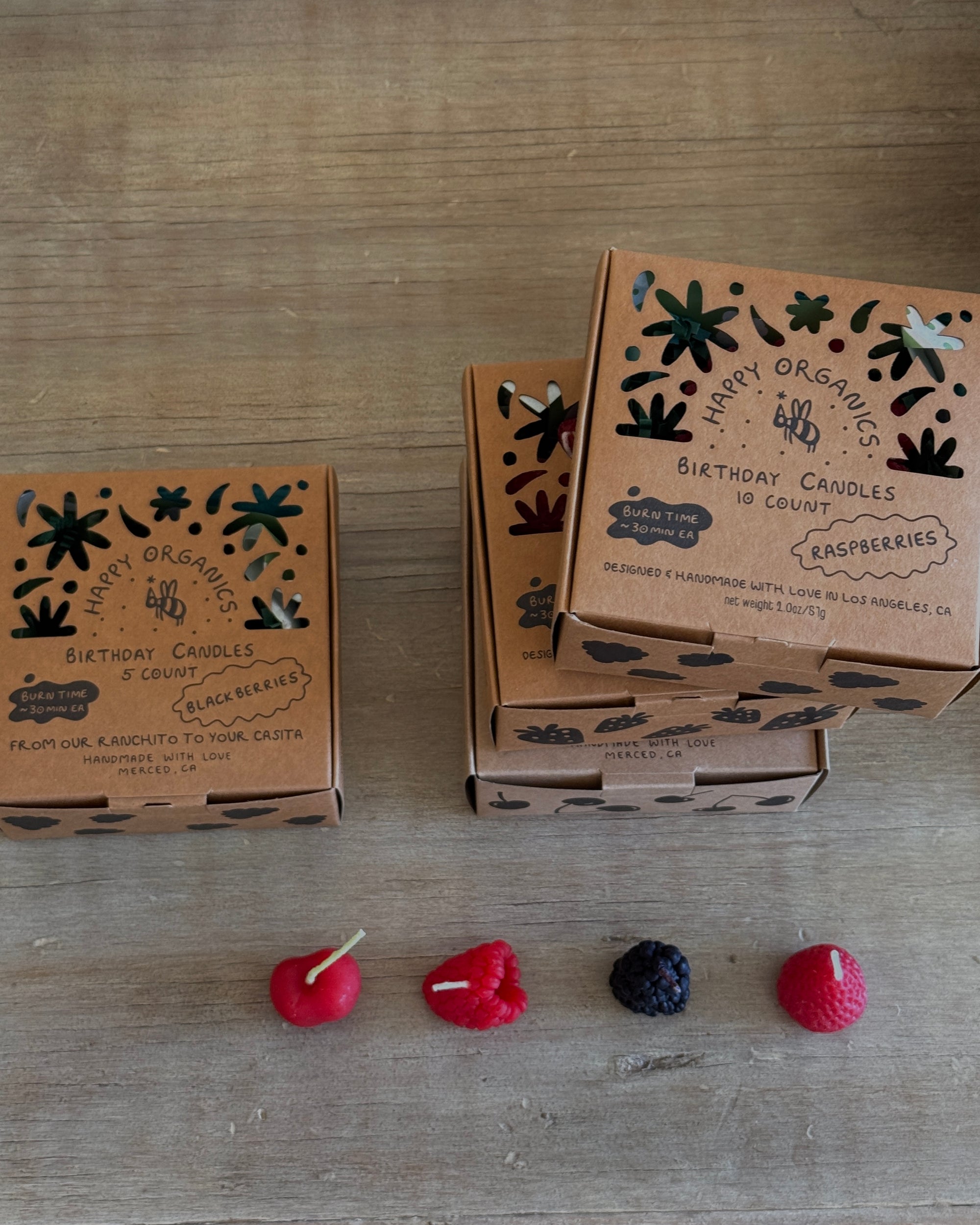 Beeswax Strawberry Birthday Candles